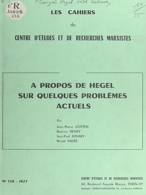 cover image of À propos de Hegel sur quelques problèmes actuels